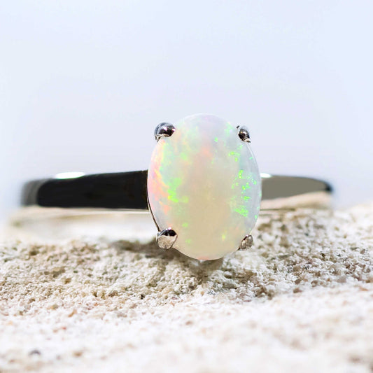 'Alina' Solid Opal Ring Silver