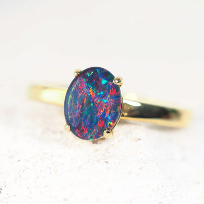 'Alina' Triplet Opal Ring Gold Plated Silver