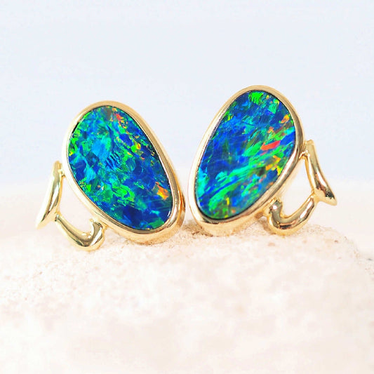 'Alita' Doublet Opal Earrings 18ct Gold