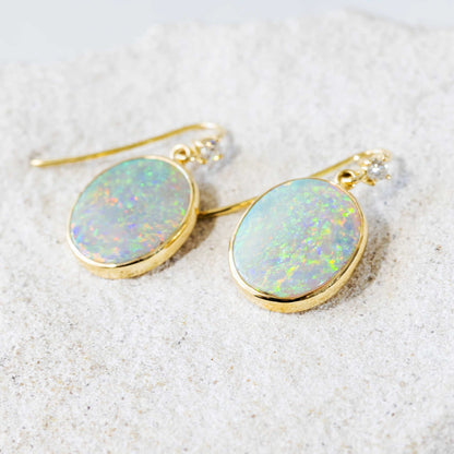 'Amelia' Crystal Opal Earrings 18ct Gold