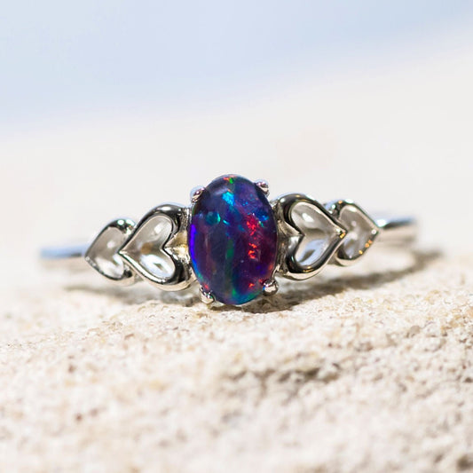 'Amore' Triplet Opal Ring Silver