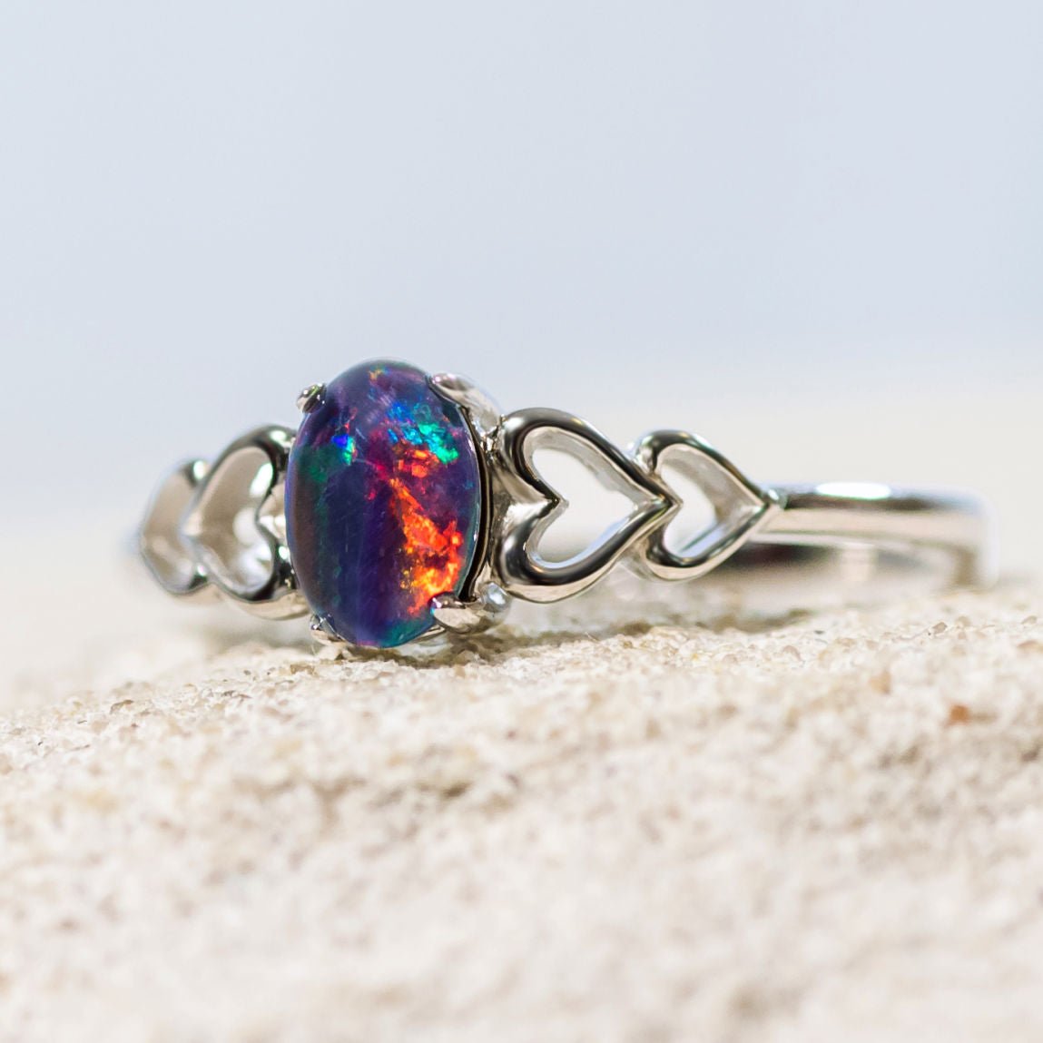 'Amore' Triplet Opal Ring Silver