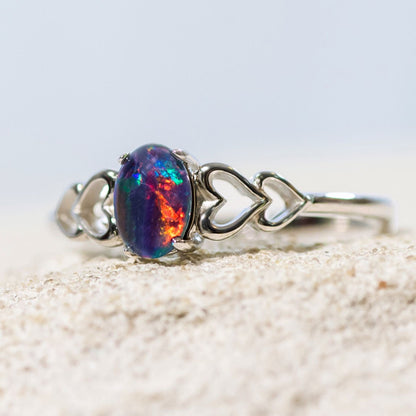 'Amore' Triplet Opal Ring Silver