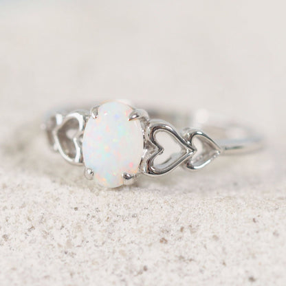 'Amore' Solid Opal Ring Silver