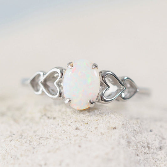 'Amore' Solid Opal Ring Silver
