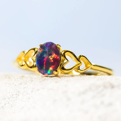 'Amore' Triplet Opal Ring Gold Plated Silver
