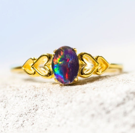 'Amore' Triplet Opal Ring Gold Plated Silver