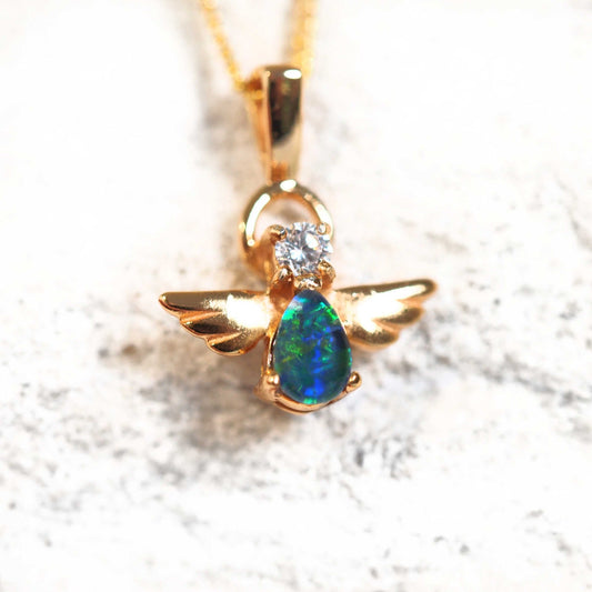 'Angel Blue' Triplet Opal Pendant Gold Plated Silver