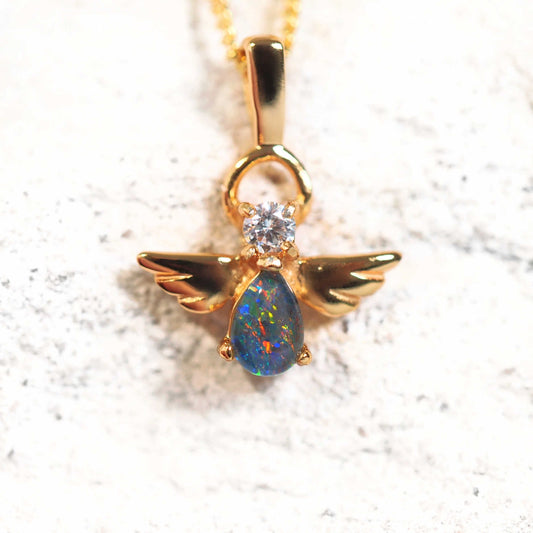 'Angel' Triplet Opal Pendant Gold Plated Silver