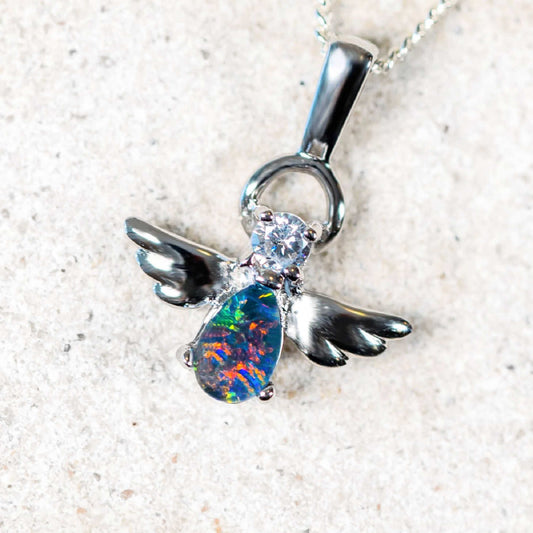 'Angel' Triplet Opal Pendant Silver
