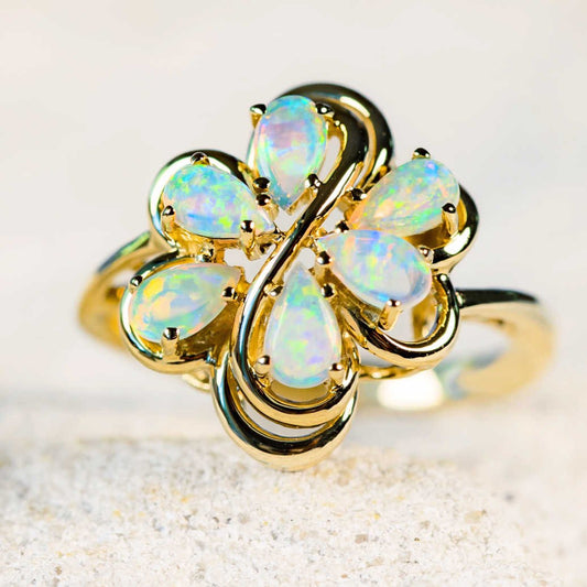 'Angelica' Crystal Opal Ring 14ct Gold