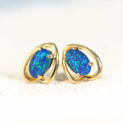 'Anita Blue' Triplet Opal Earrings Gold Plated Silver
