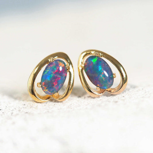 'Anita' Triplet Opal Earrings Gold Plated Silver