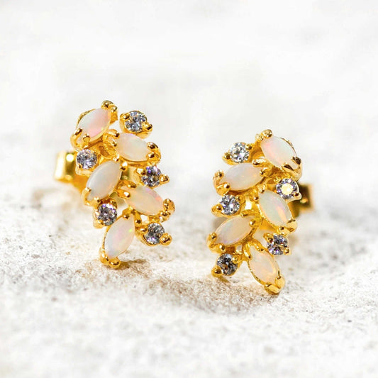 'Annalise' Crystal Opal Earrings Gold Plated Silver