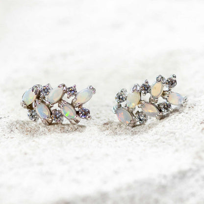'Annalise' Crystal Opal Earrings Silver