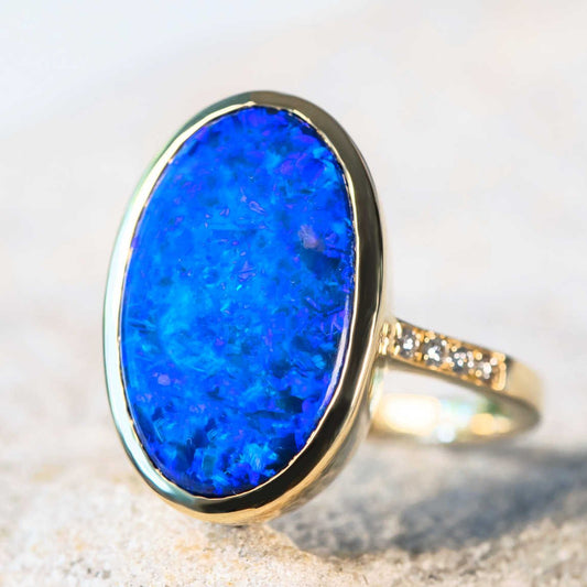 'Arabella' Black Opal Ring 18ct Gold