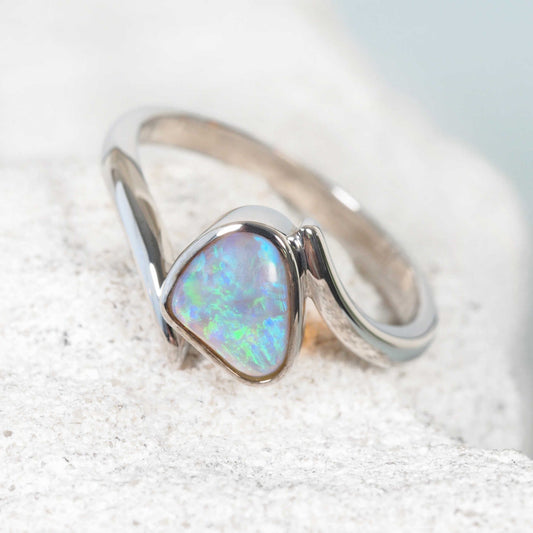 'Arden' Crystal Opal Ring Silver