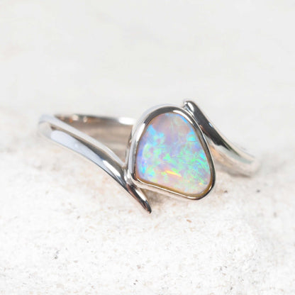 'Arden' Crystal Opal Ring Silver