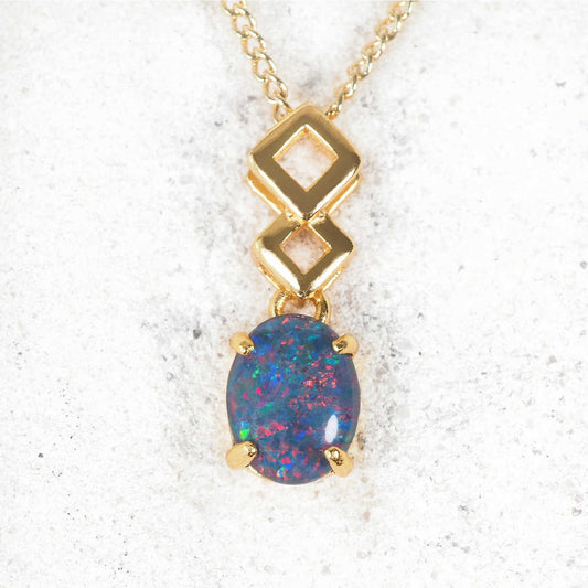 'Aria' Triplet Opal Pendant Gold Plated Silver
