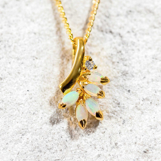 'Ariana' Crystal Opal Pendant Gold Plated Silver