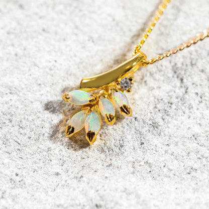 'Ariana' Crystal Opal Pendant Gold Plated Silver