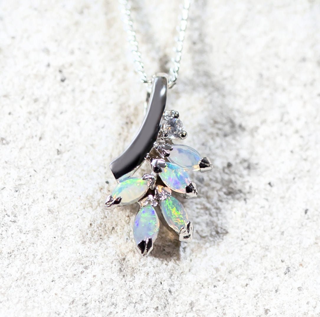 'Ariana' Crystal Opal Pendant Silver