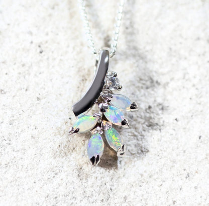 'Ariana' Crystal Opal Pendant Silver