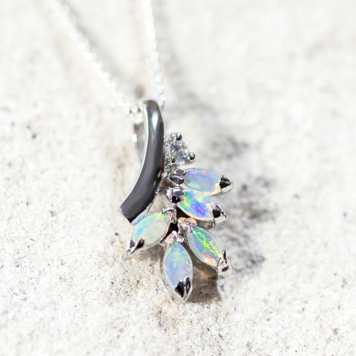 'Ariana' Crystal Opal Pendant Silver