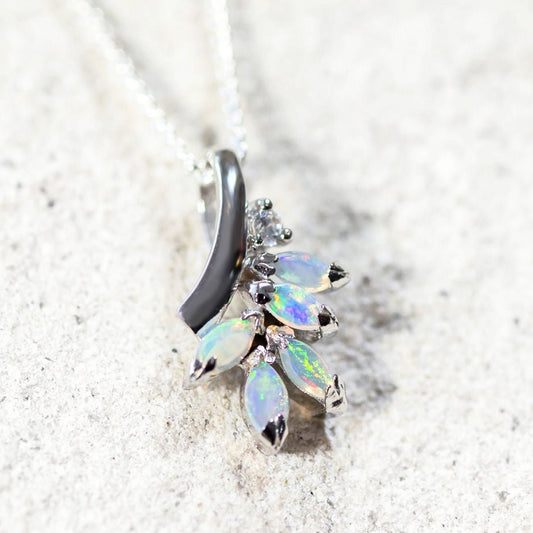 'Ariana' Crystal Opal Pendant Silver