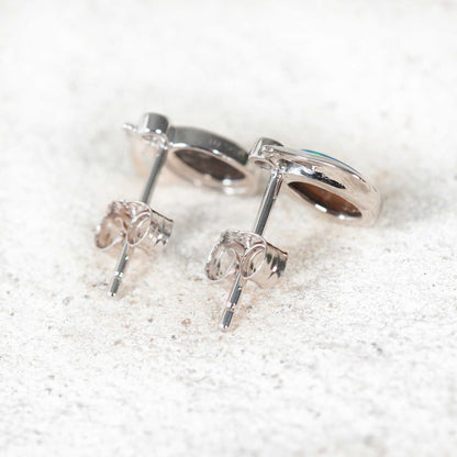 'Ariel' Doublet Opal Earrings 14ct White Gold