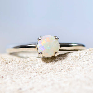 'Ariyah' White Opal Ring Silver