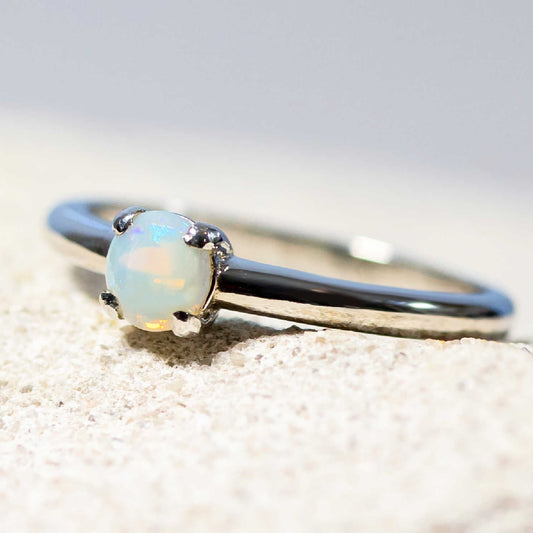 'Ariyah Blue' Crystal Opal Ring Silver