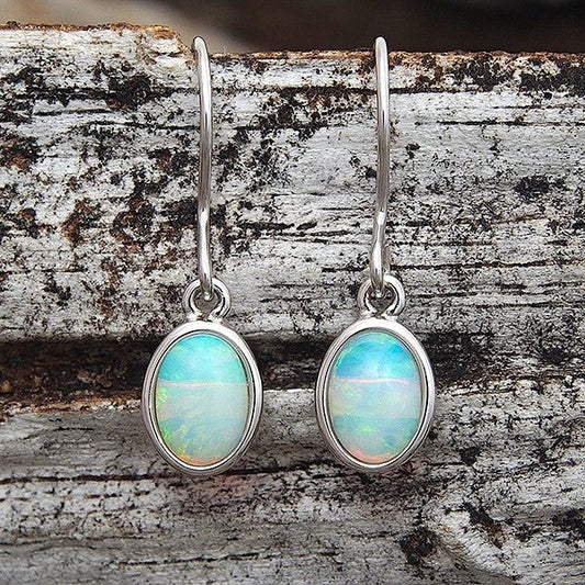 'Aroha Blue' Silver Crystal Opal Earrings