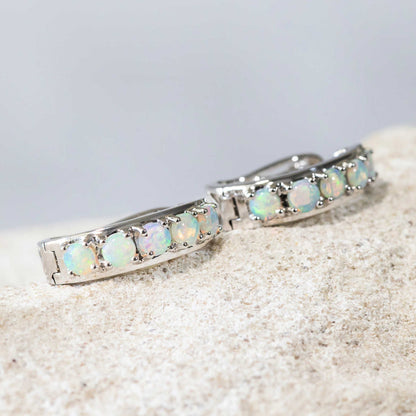 'Aurelie' Crystal Opal Earrings 14ct White Gold
