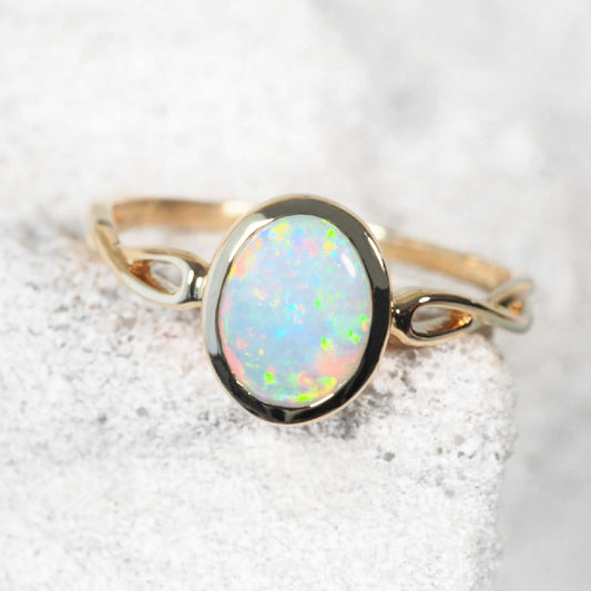 'Aurielle' Crystal Opal Ring 14ct Gold