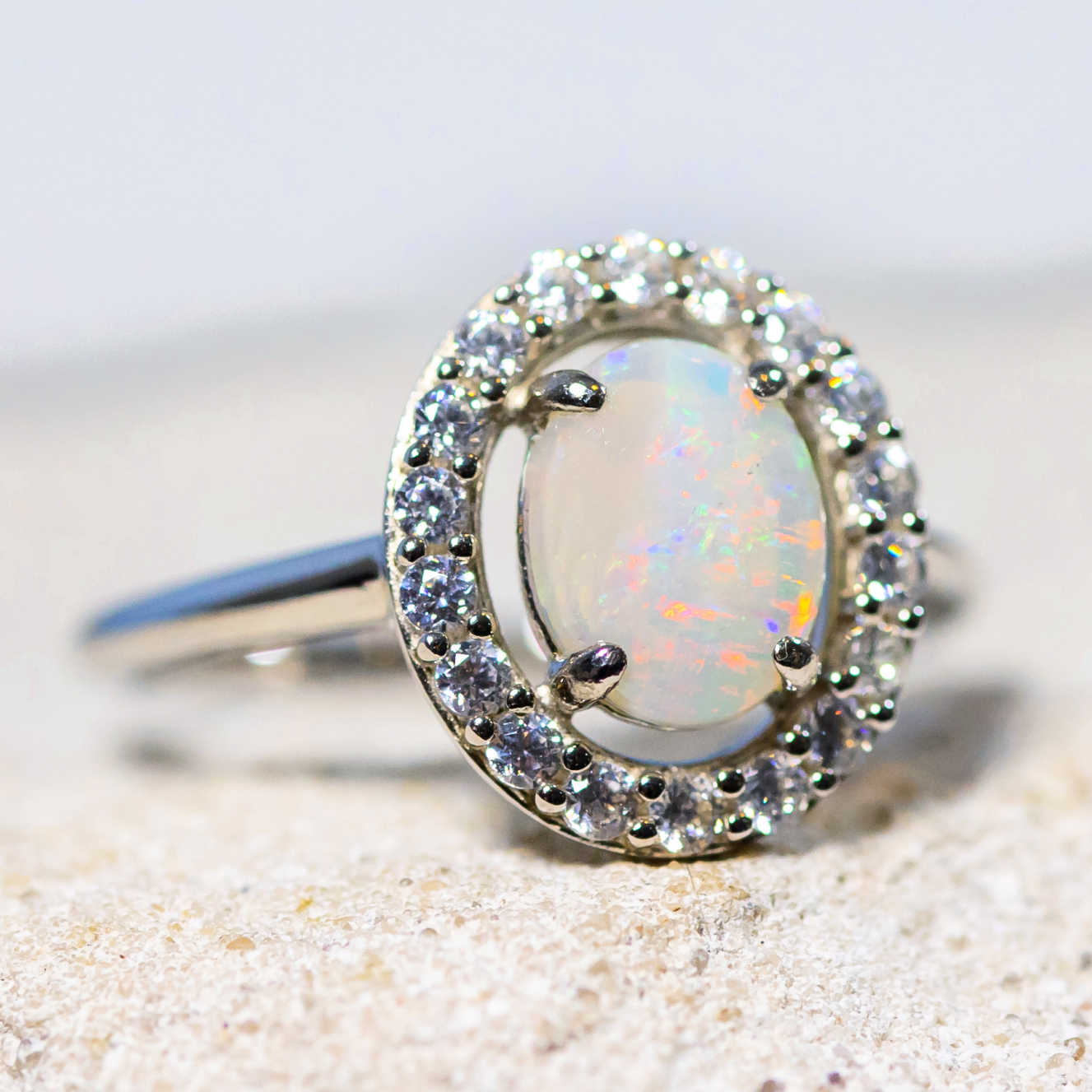 'Stella' Solid Opal Ring Silver
