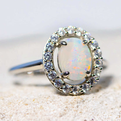 'Stella' Solid Opal Ring Silver