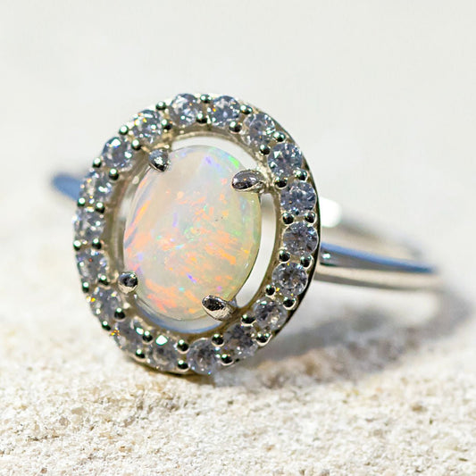 'Stella' Solid Opal Ring Silver