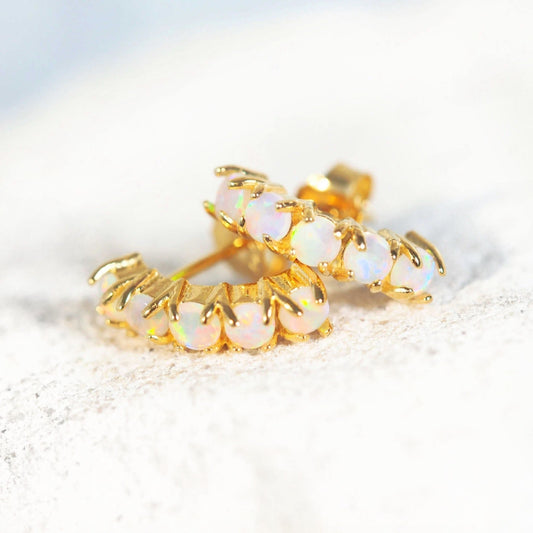 'Averie' Crystal Opal Earrings Gold Plated Silver