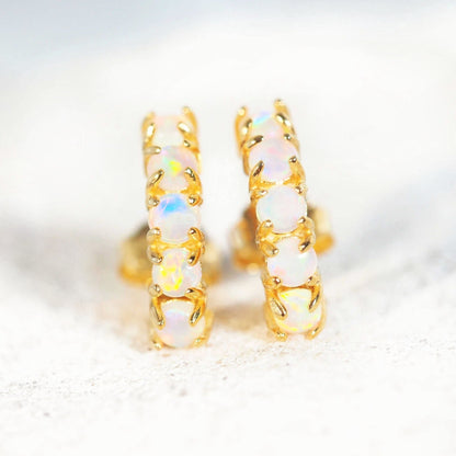 'Averie' Crystal Opal Earrings Gold Plated Silver