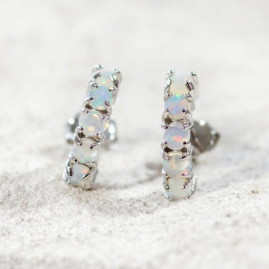 'Averie' Crystal Opal Earrings Silver