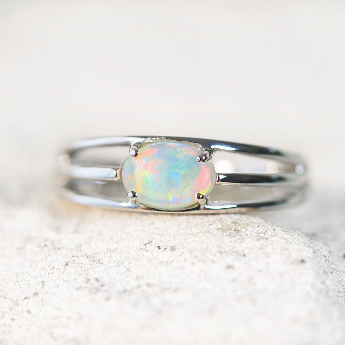 'Bailey' Crystal Opal Ring 14ct White Gold