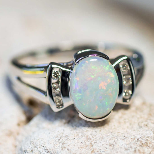 'Bijoux' Crystal Opal Ring 18ct White Gold