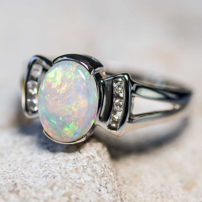 'Bijoux' Crystal Opal Ring 18ct White Gold