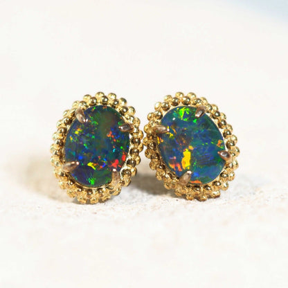 'Blossom' Triplet Opal Earrings Gold Plated Silver