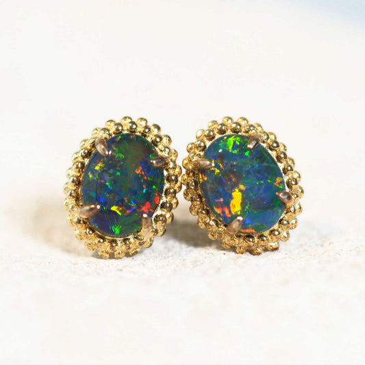 'Blossom' Triplet Opal Earrings Gold Plated Silver