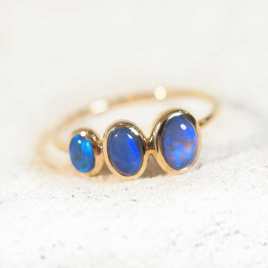 'Brianne' Black Opal Ring 14ct Gold