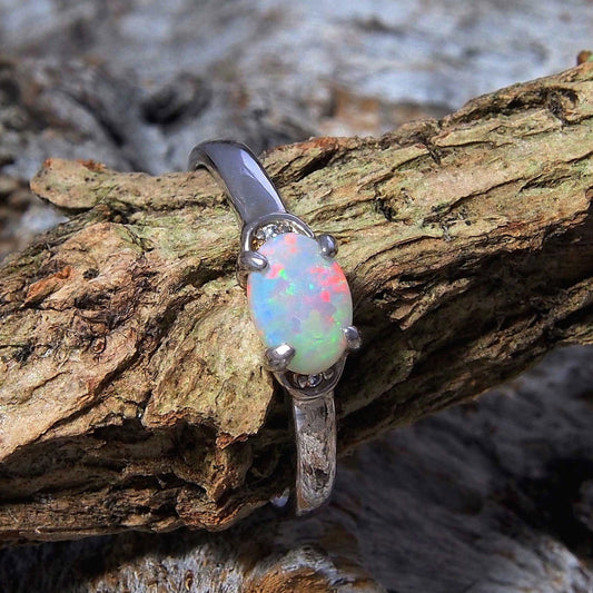 'Briella' White Opal Ring Silver