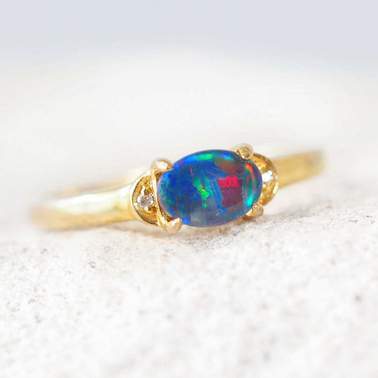 'Briella' Triplet Opal Ring Gold Plated Silver