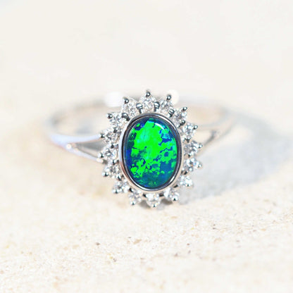 'Brioni' Doublet Opal Ring 18ct White Gold